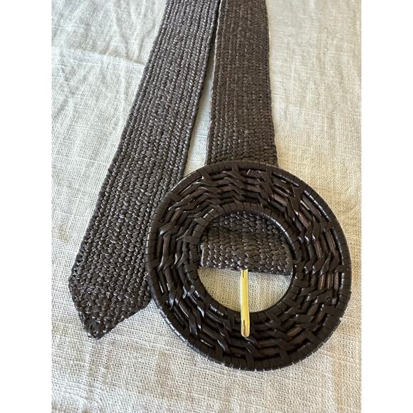J.mclaughlin Popie Grassclot Belt dark brown woven rattan wicker preppy 34” main image 8
